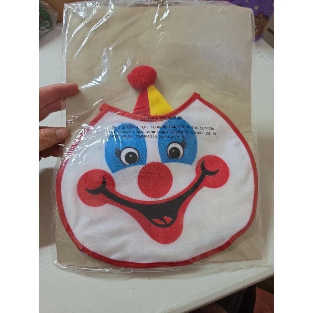 Vtg  Bibs & Beanies infant Toddler Clown Halloween Costume New 2 piece